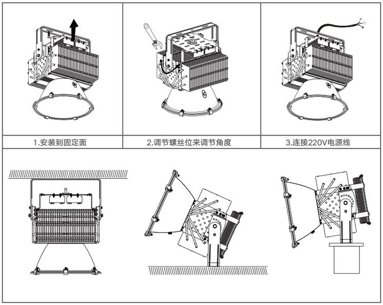 东莞榴莲视频污污照明多用途防水大功率led塔吊灯安装示意图